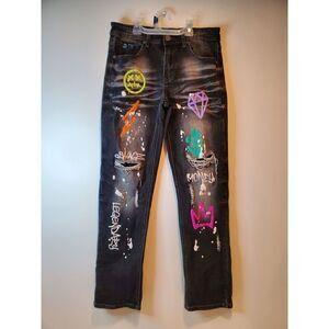 Switch Remarkable Women's Jeans Skater Punk Ripped Cut Graphic Jeans Sz 16